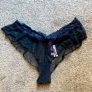 NWT New Adore Me black lace mesh flounce panties Sz M